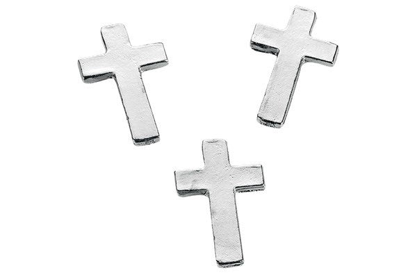 Kors i metal 3cm sølv 6stk.